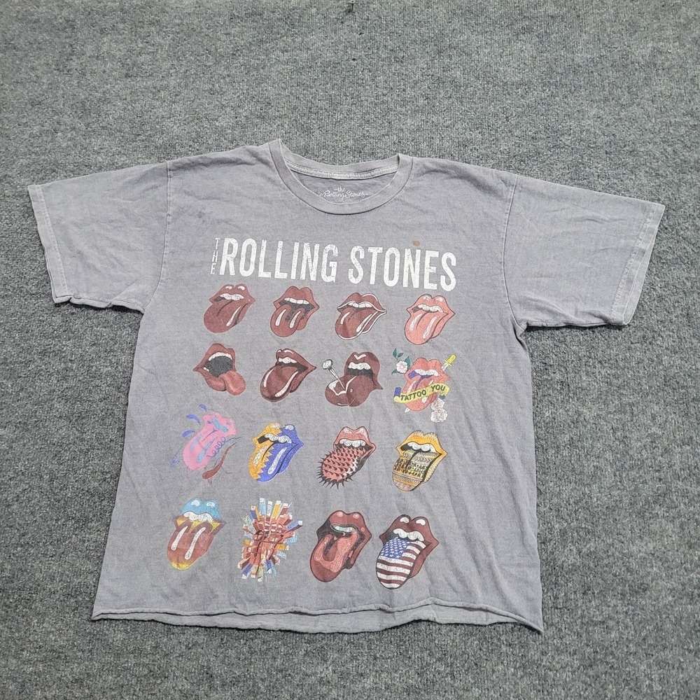 The Rolling Stones T-Shirt Womens XS/S Gray Tattoo You Raw Hem Distressed